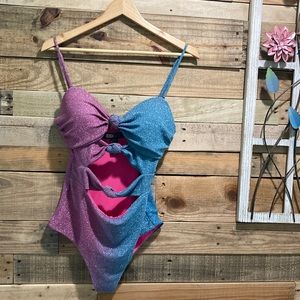 Beach Riot Pink and Blue Glitter One Piece